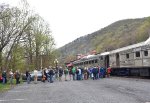 The fans lineup to board the Railroad Explorer II excursion train 